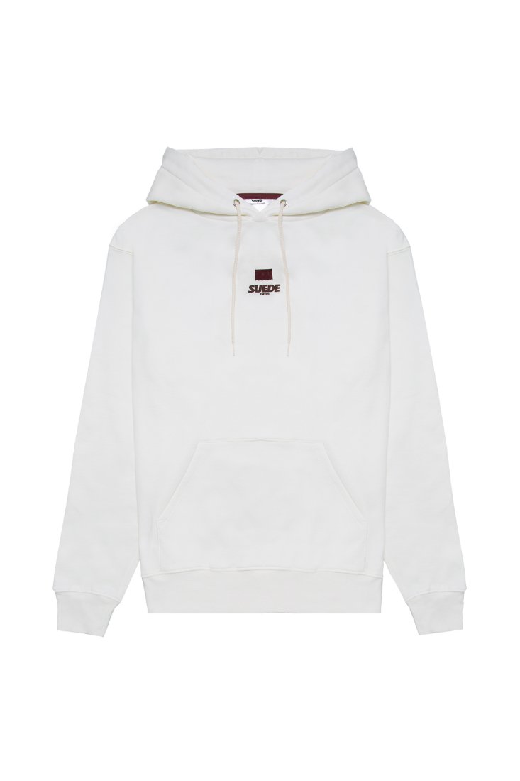 SUEDE1988 white hoodie, front