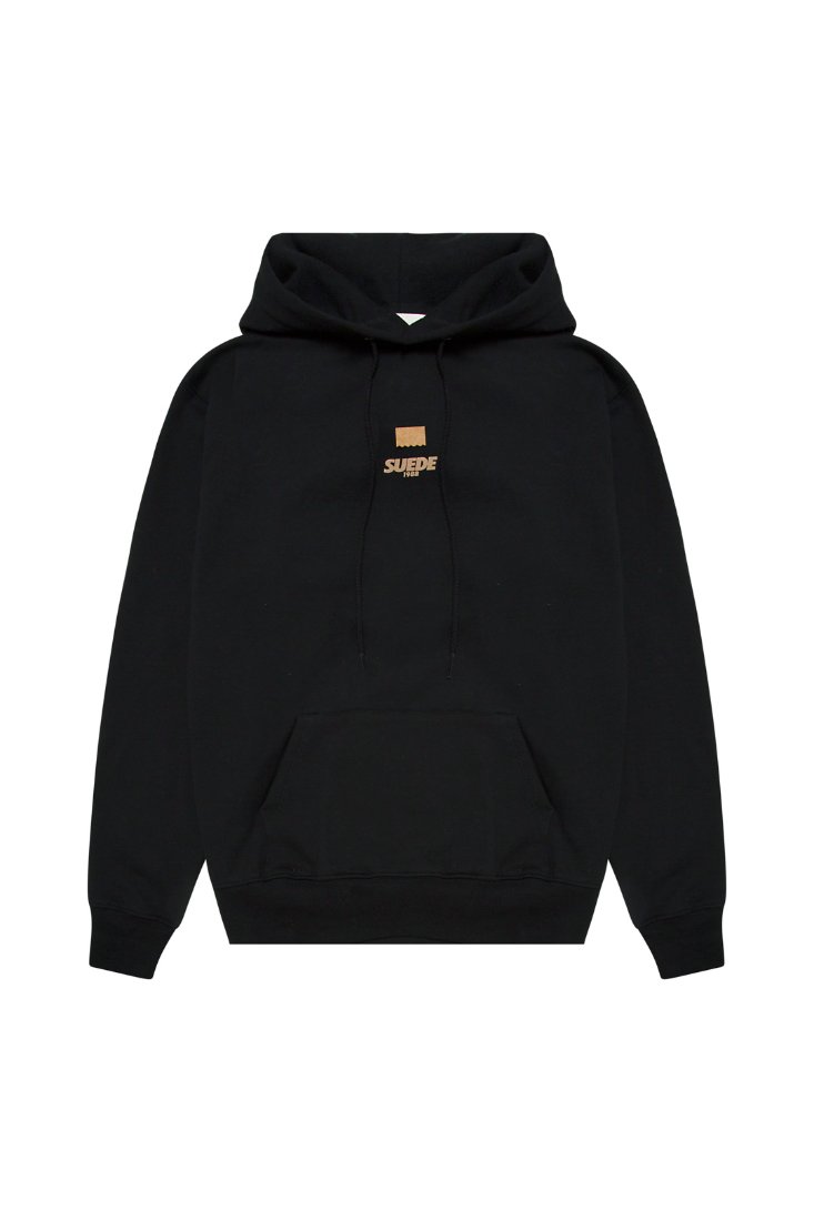 SUEDE1988 black hoodie, front