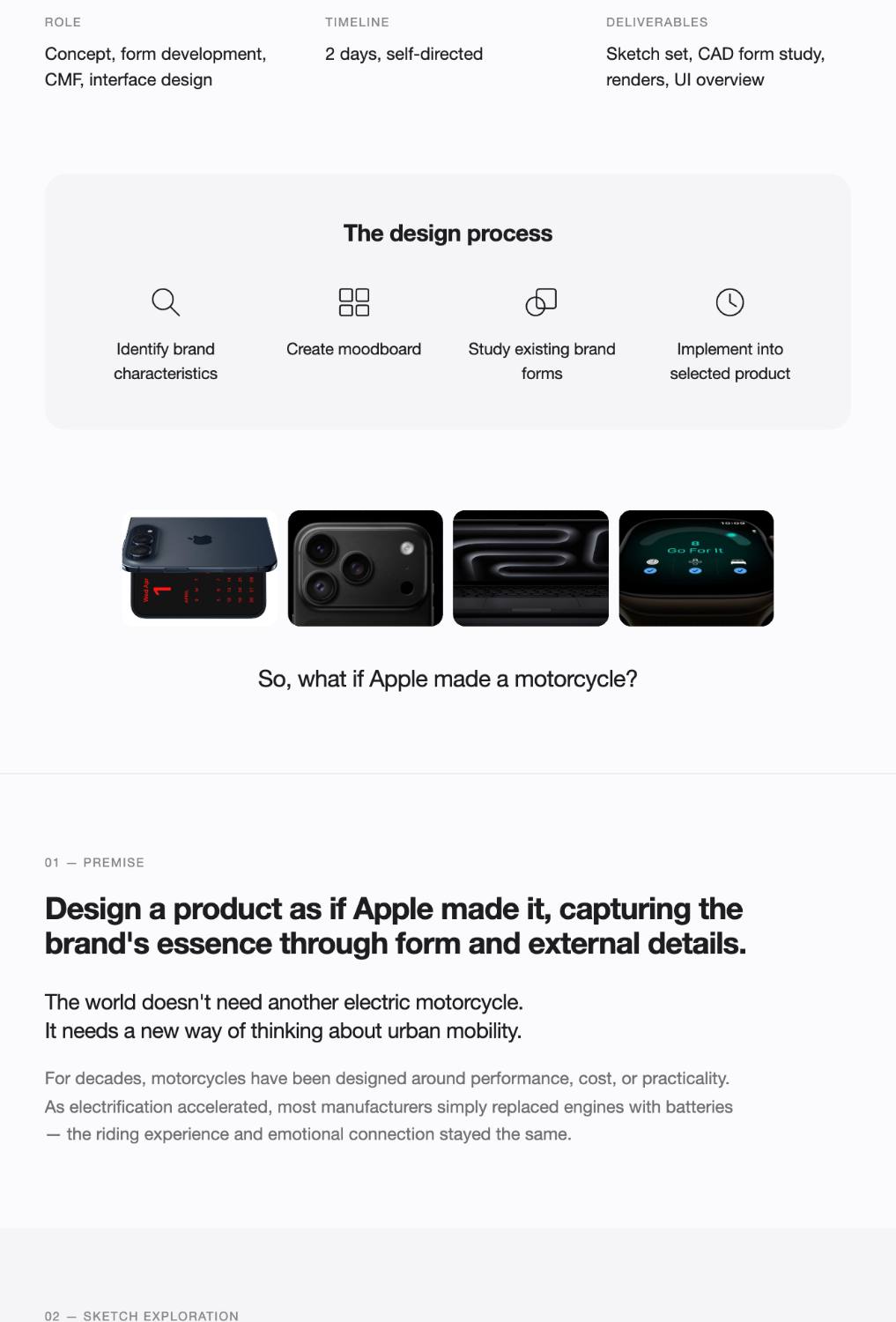 Apple Motorcycle concept study, sketch exploration
