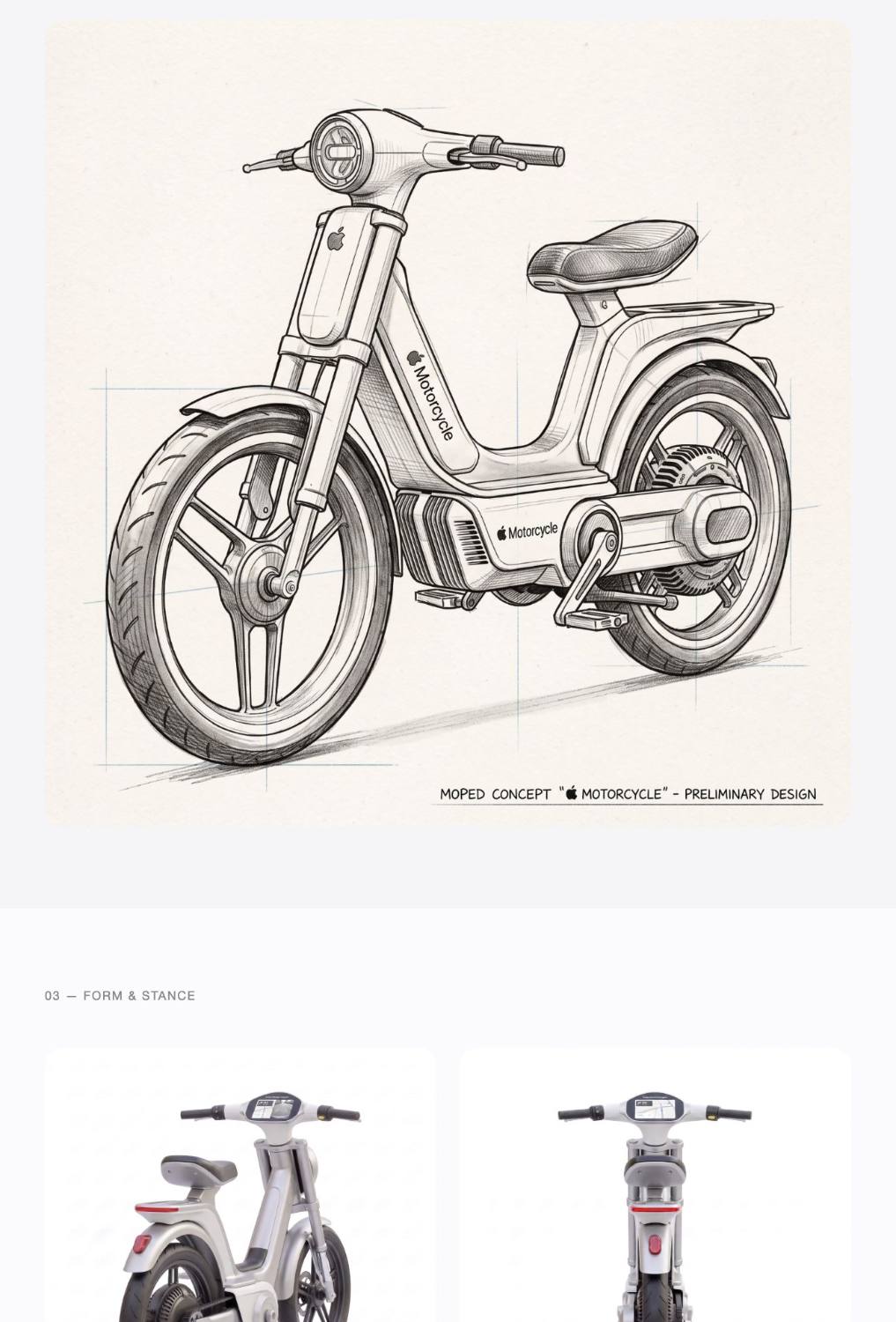 Apple Motorcycle concept study, form and stance