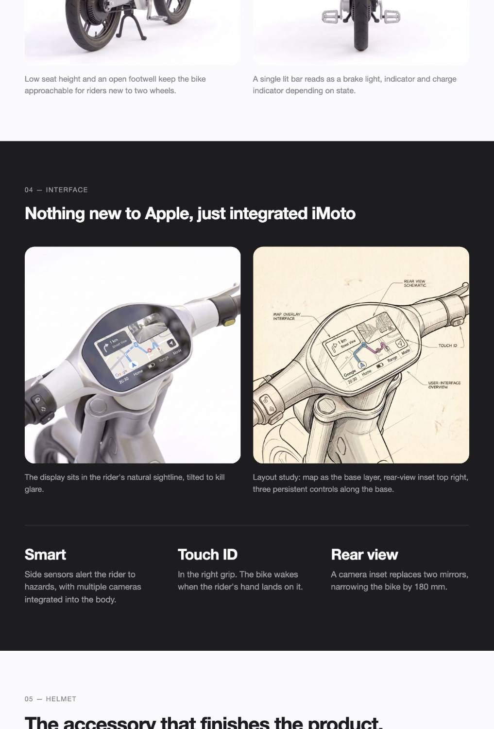Apple Motorcycle concept study, interface and helmet