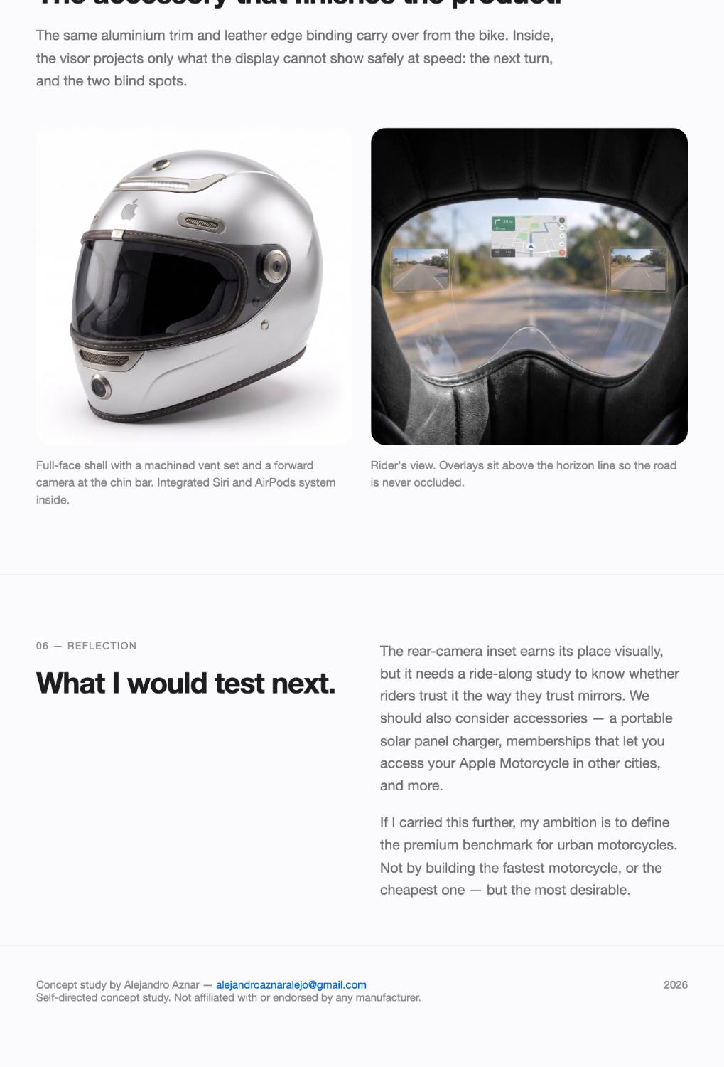 Apple Motorcycle concept study, final renders and reflection