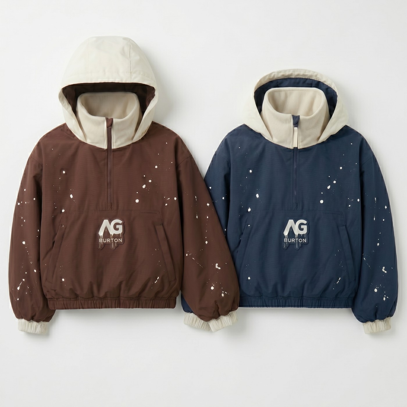 Analog x Burton hooded anoraks in brown and navy