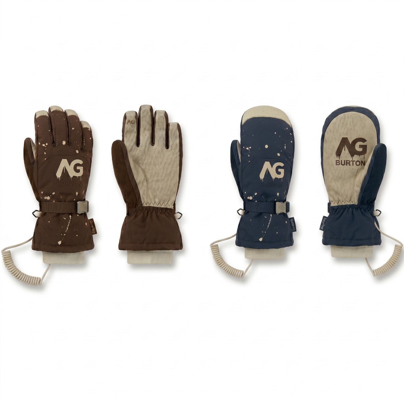 Analog x Burton gloves and mittens in brown and navy