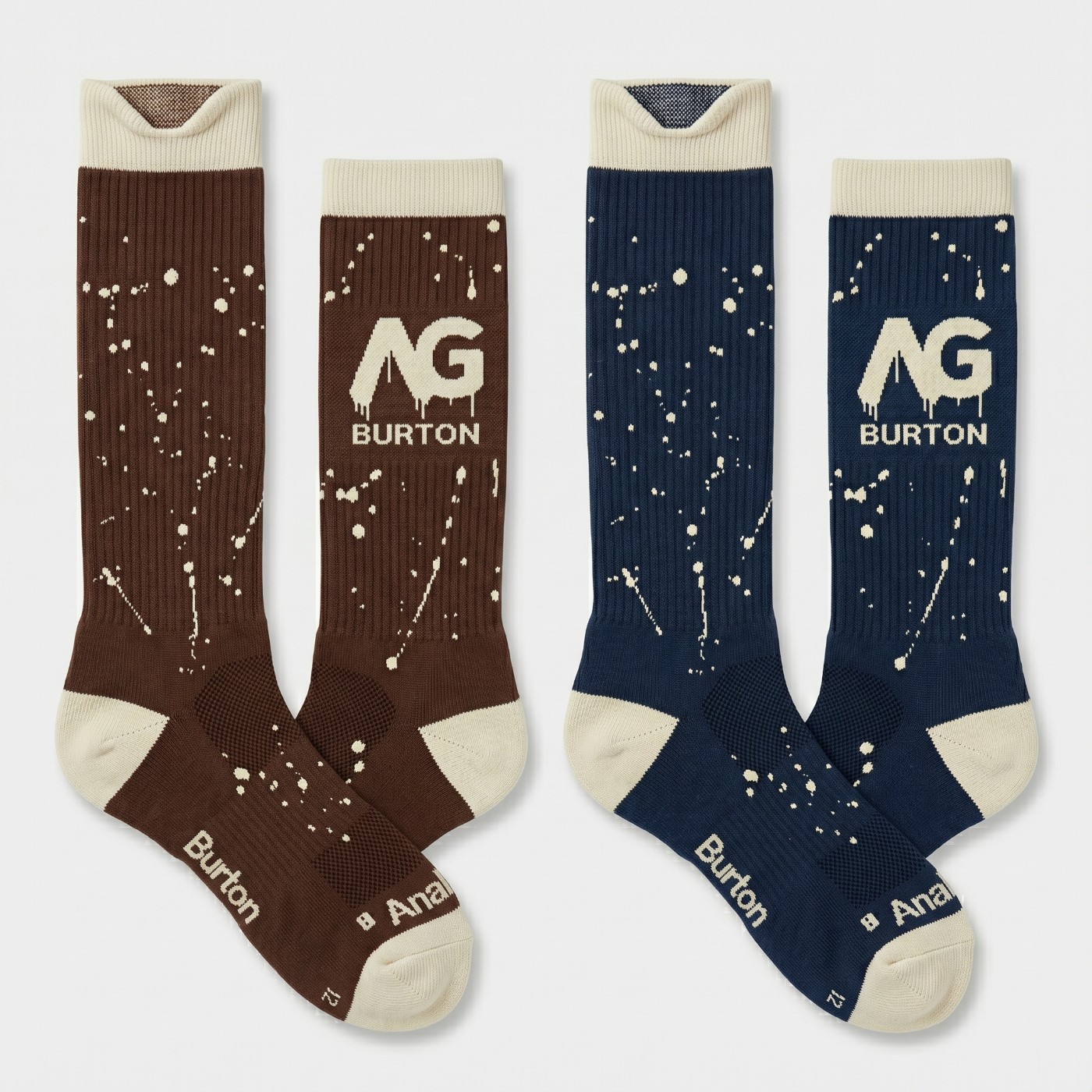 Analog x Burton snow socks in brown and navy