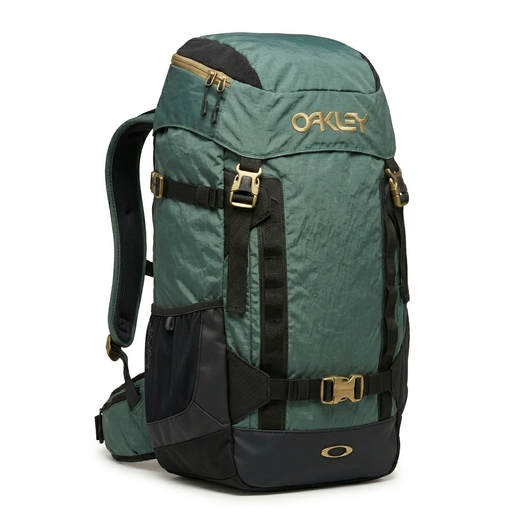 Oakley backcountry backpack, sage ripstop with gold buckles