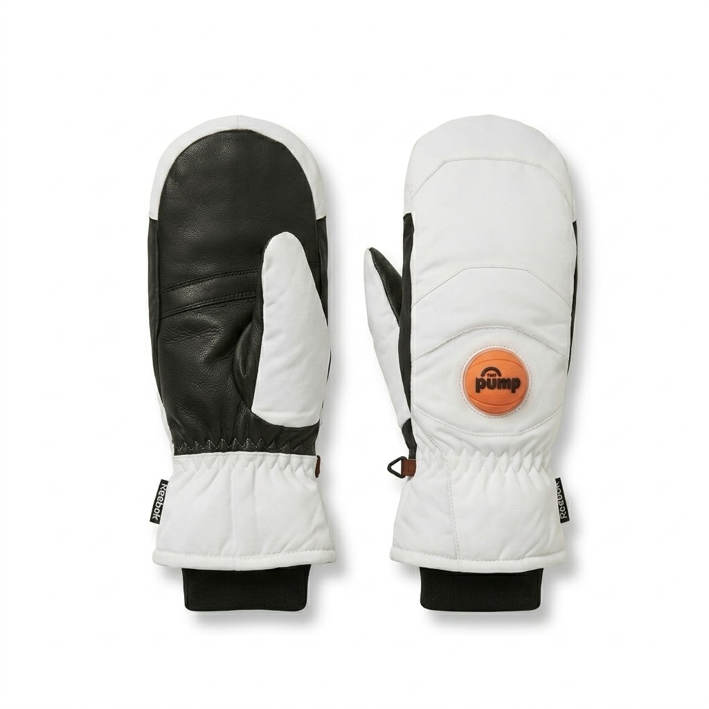 Reebok white mittens with Pump badge