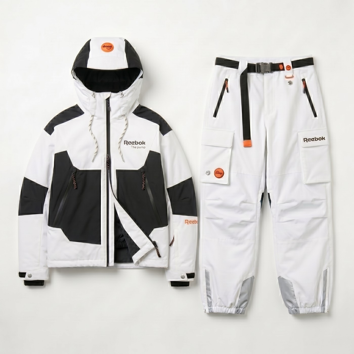 Reebok jacket and cargo pants in white and black