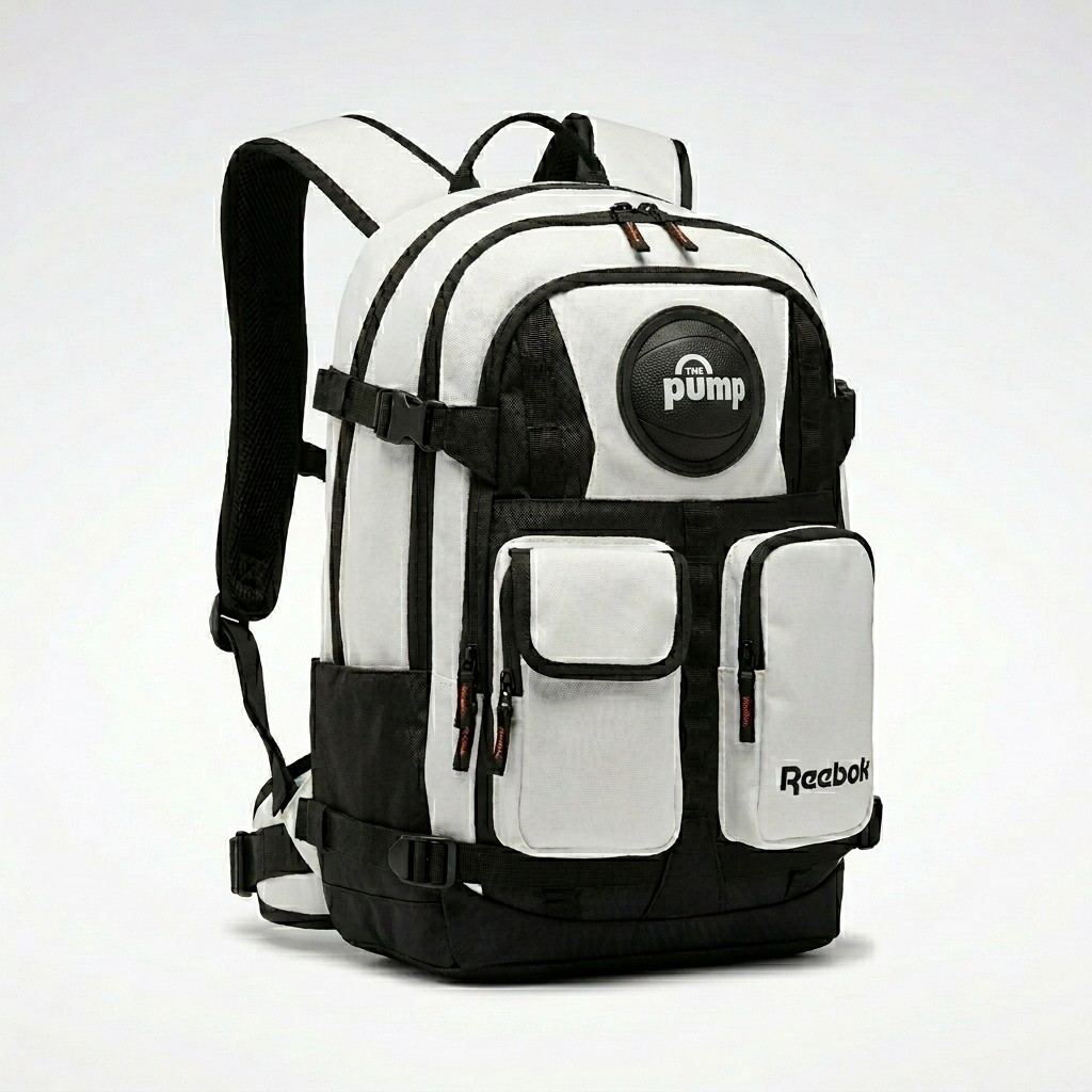 Reebok Pump backpack in white and black