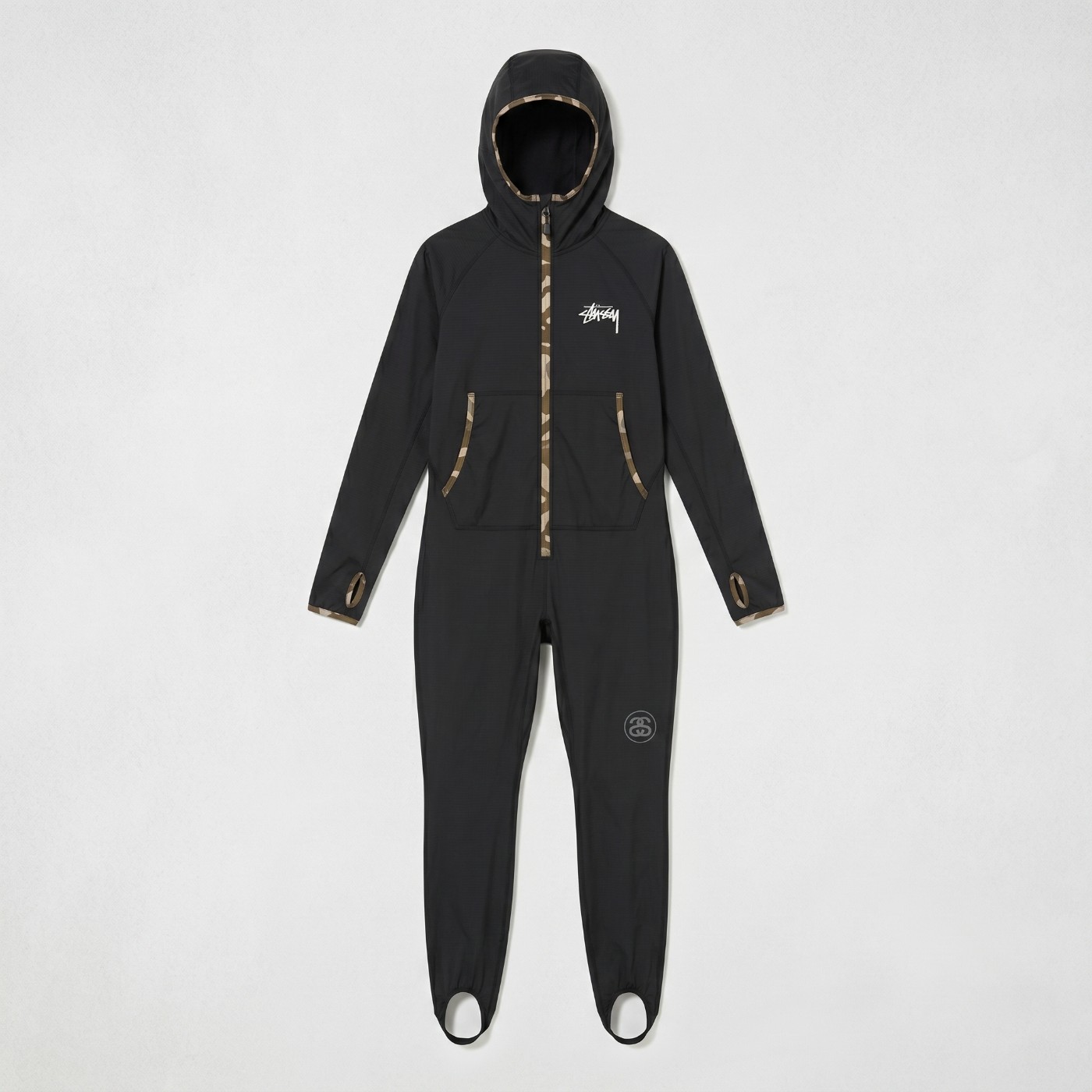 Stüssy one-piece base layer suit with camo trim