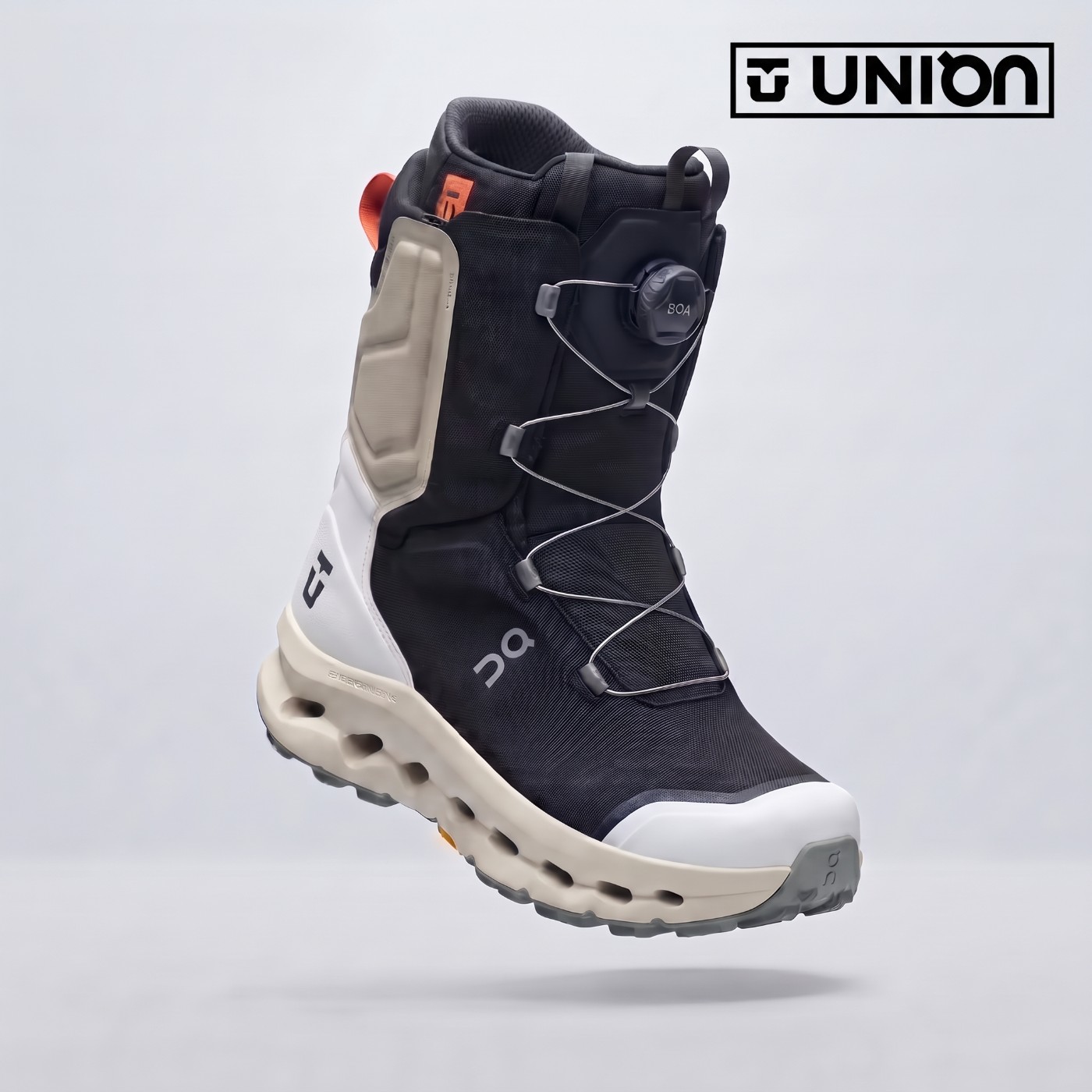 Union x On CloudTec BOA snowboard boot in black and cream
