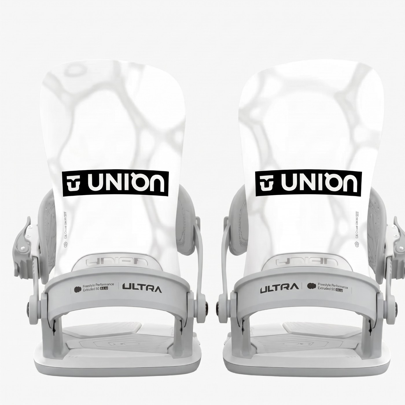 Union x On Ultra bindings in white
