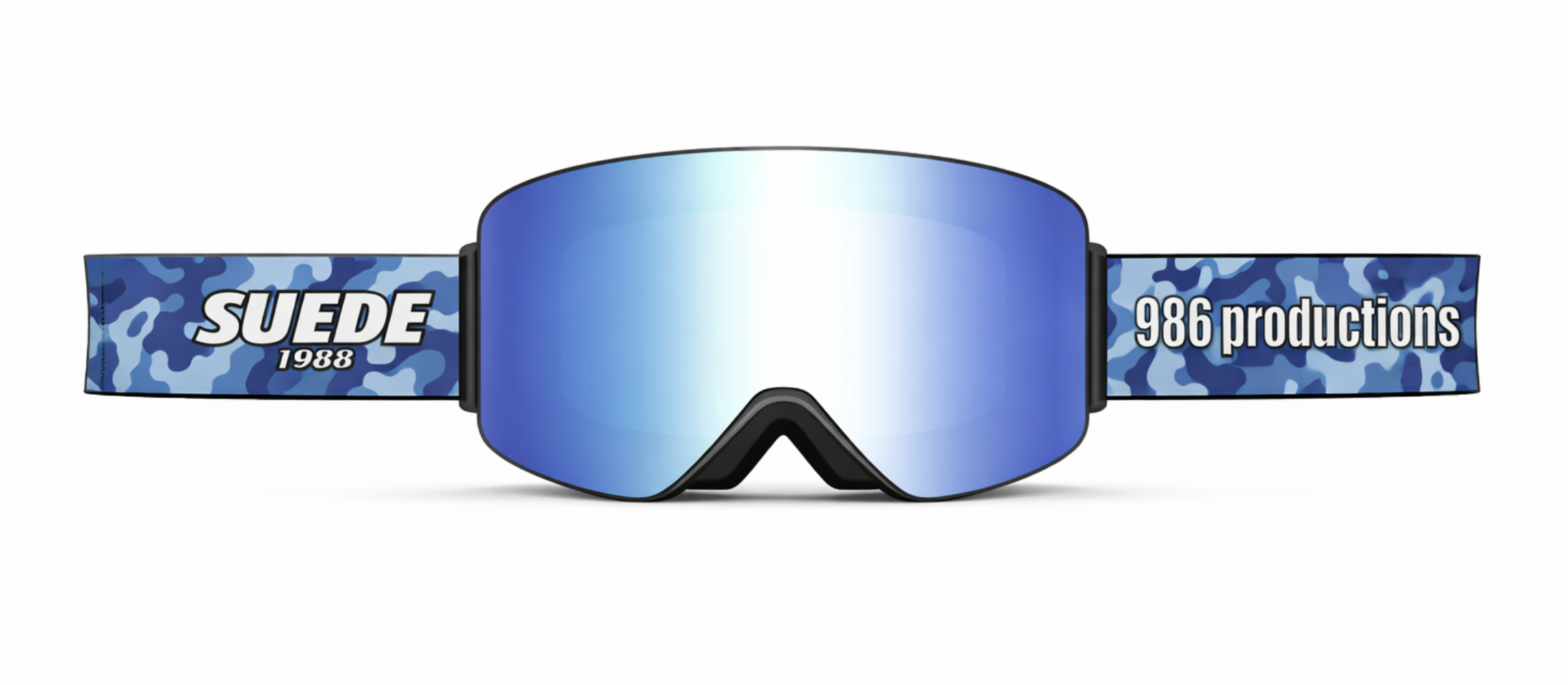 Blue camo strap render — SUEDE 1988 × 986 productions
