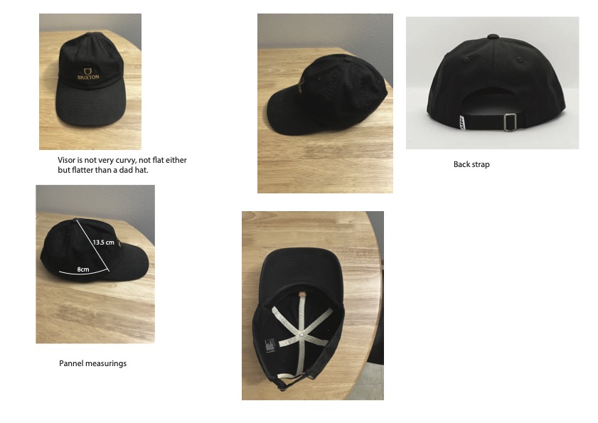 Reference study — visor curve, panel measurements and back strap