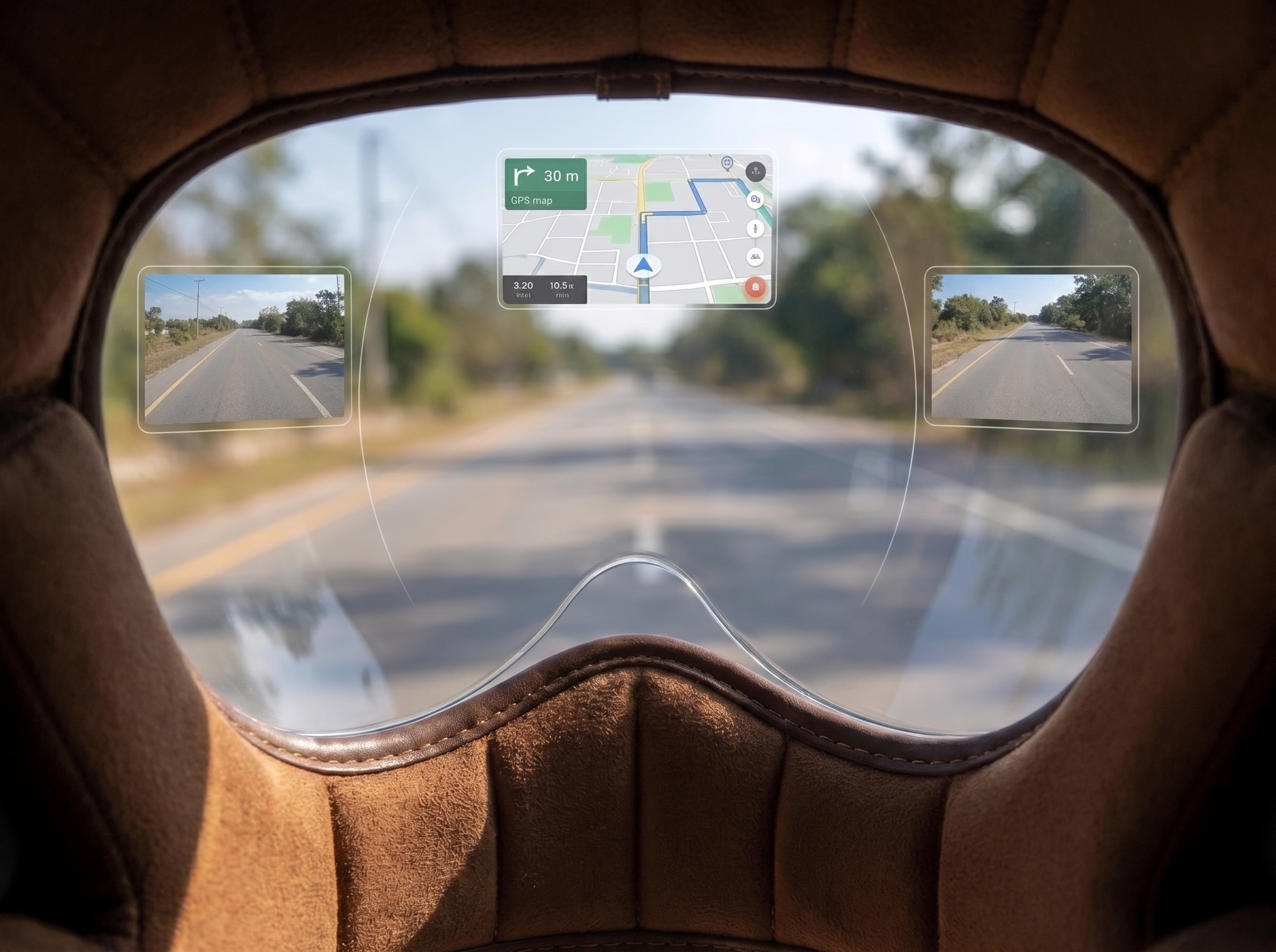 HelMart — rider's view through the visor on the road