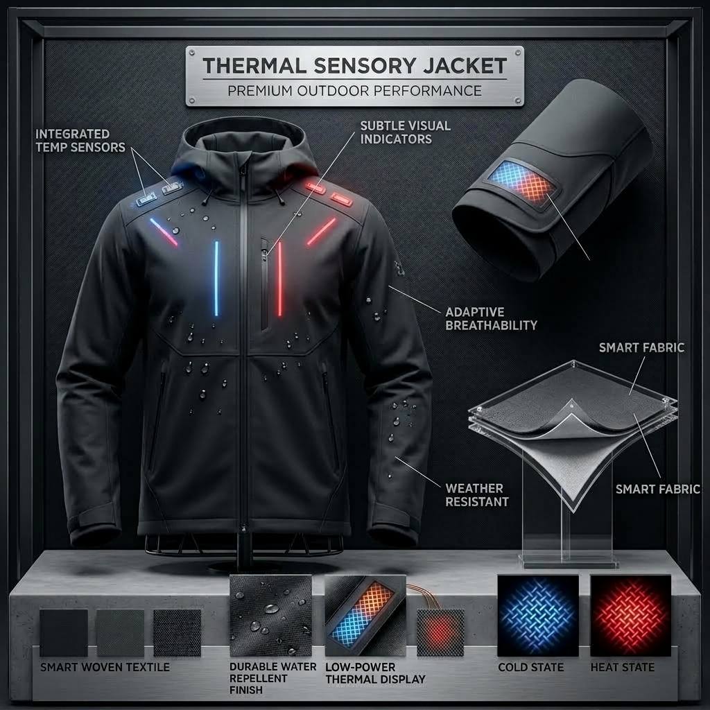Thermal sensory jacket, adult version with temp sensors and thermal display