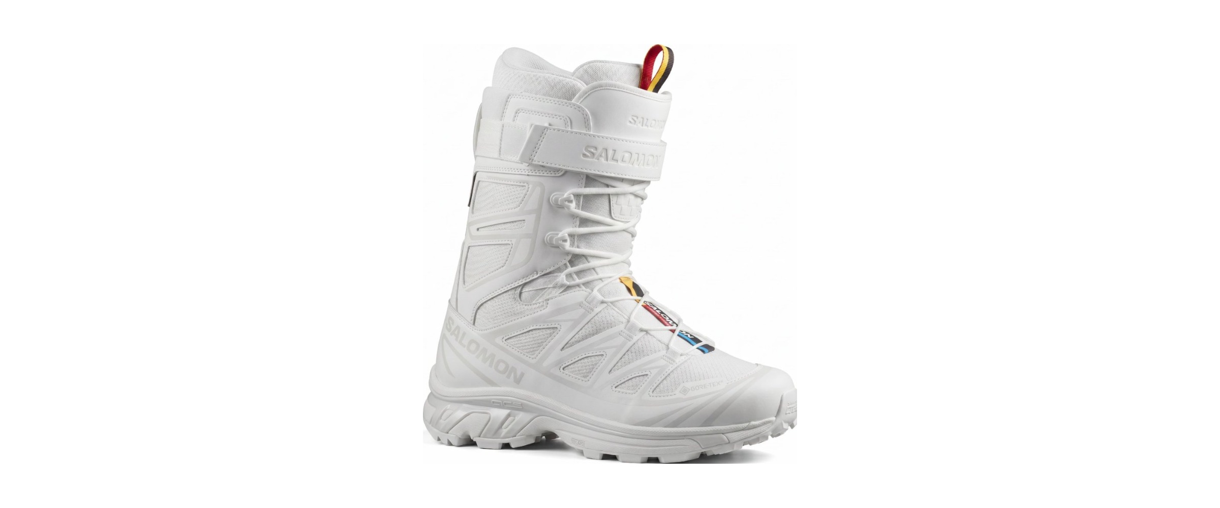 Salomon XT6 snow boot concept in white with strap and BOA
